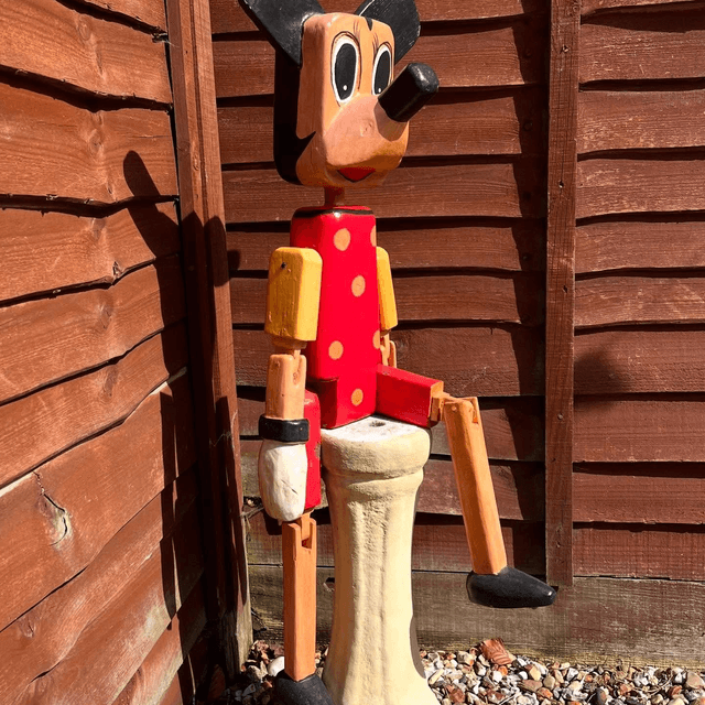 Vintage Naively Made Minnie Mouse Wooden Doll