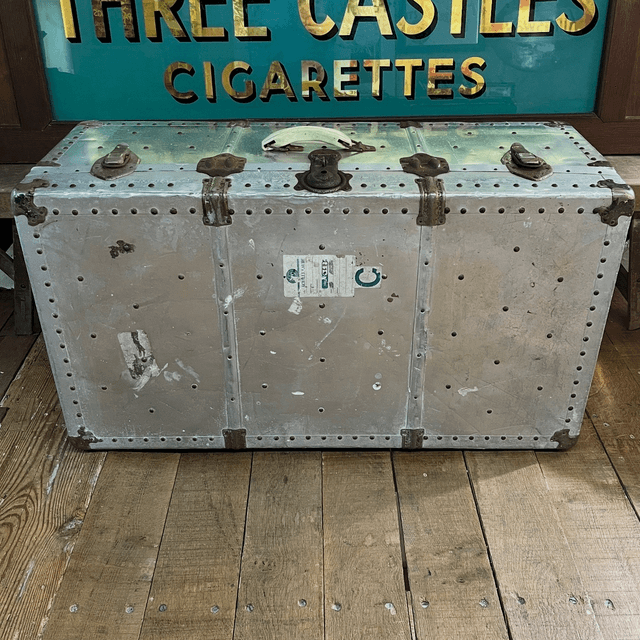 An Antique Flight Steamer Chest Trunk Coffee Table Circa 1940 