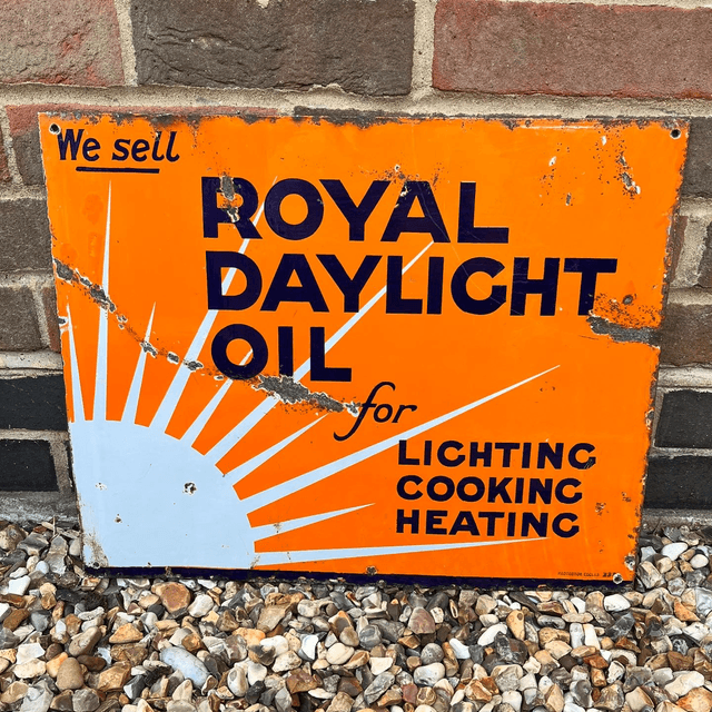 A 1932 Dated Royal Daylight Oil Double Sided Enamel Advertising Sign 