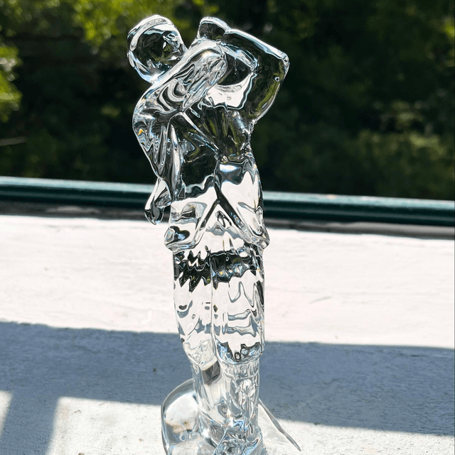 Waterford Crystal Glass Golfer Art Statue Signed