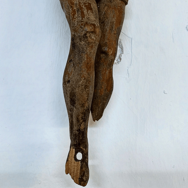 A 17th Century Polychrome Carved Wood Corpus Christ