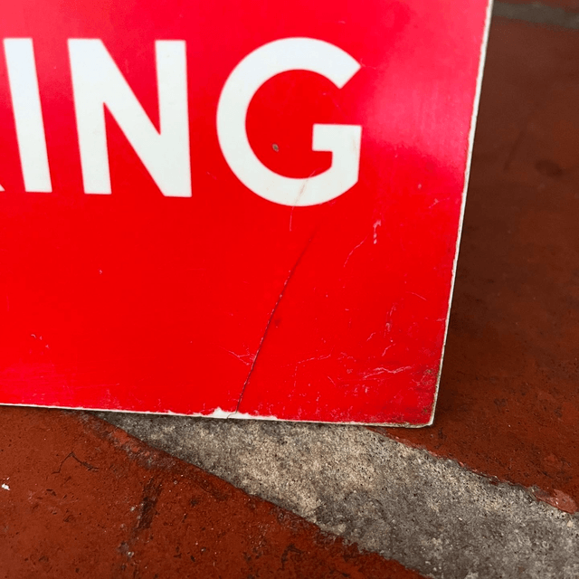 Vintage “CAUTION” Men Working, Double Sided Plastic Resin Industrial Construction Sign
