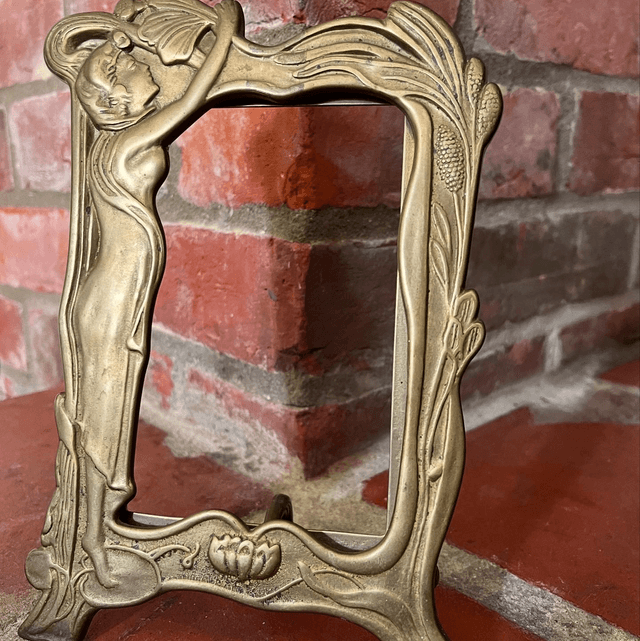 An Original Art Nouveau Period Solid Brass Picture Frame 