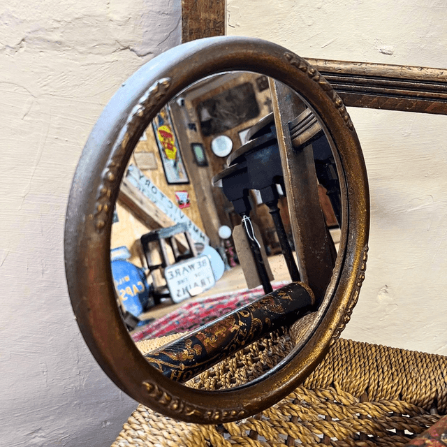 Small Early 20th Century Round Wall Vanity Mirror