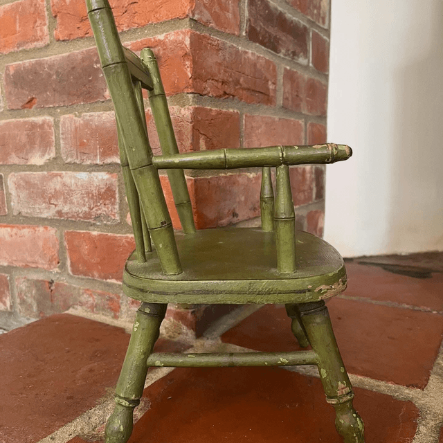 Antique Hand Painted Wooden Childs/ Dolls Spindle Back Chair