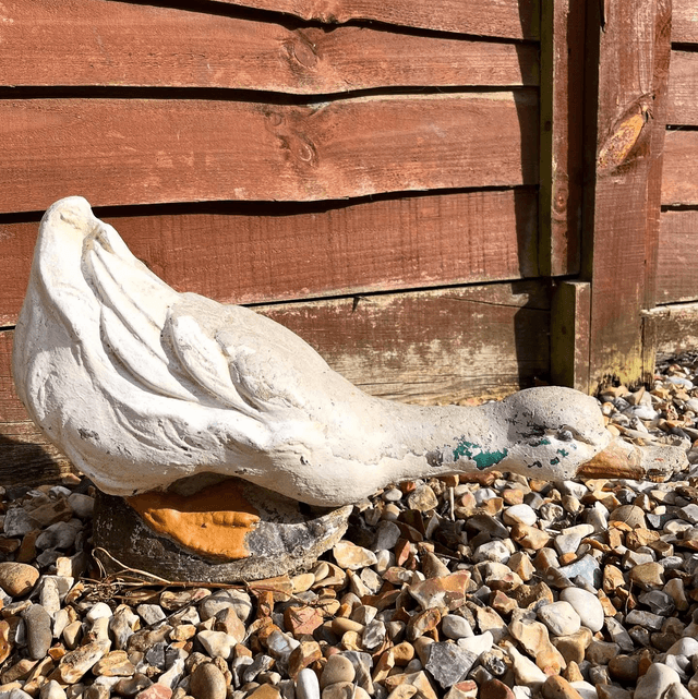 Vintage Detailed Reconstituted Stone Goose Sculpture 