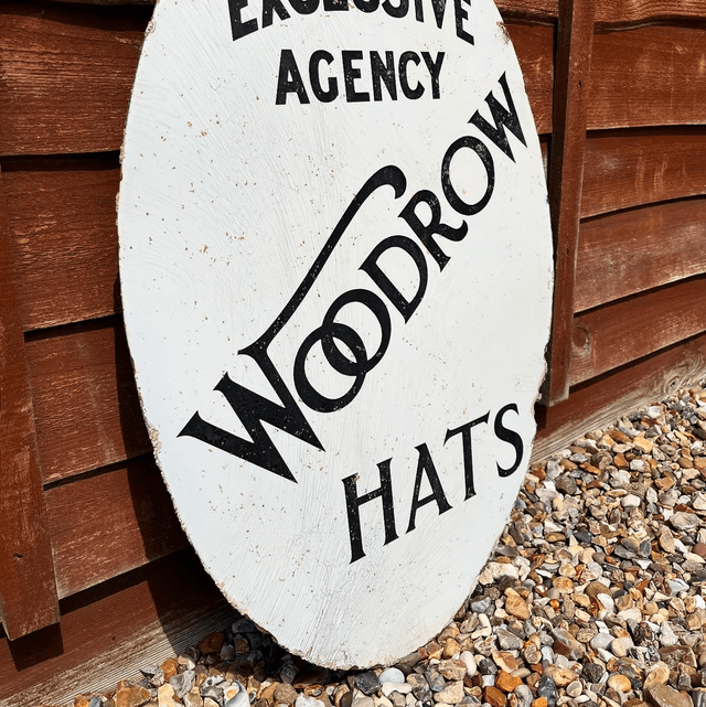 1920’s/ 30’s Woodrow Hats Oval Enamel Advertising Sign