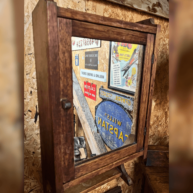 A 1930’s/ 40’s Wooden Wall Hung Mirrored Medicine/ Shave Cabinet