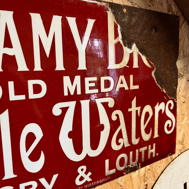 A Late 19th/ Early 20th Century Bellamy Bros Gold Medal Table Waters Enamel Advertising Sign