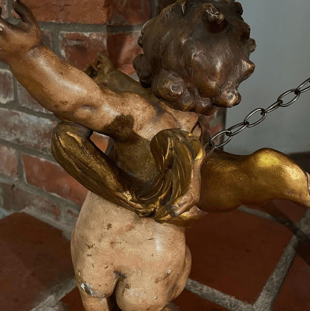 Early 20th Century Hand Painted Cherub 