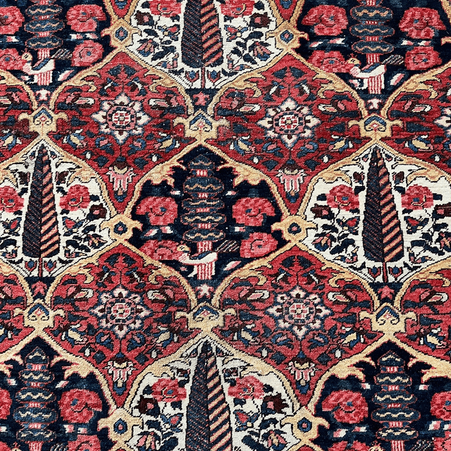 Antique Hand-Knotted Persian Bakhtiari Rug