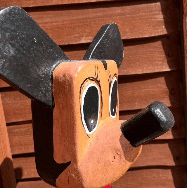 Vintage Naively Made Minnie Mouse Wooden Doll