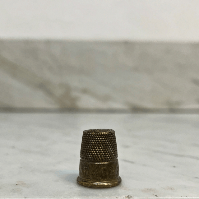 Vintage CO-OP DRAPERY Metal Advertising Thimble