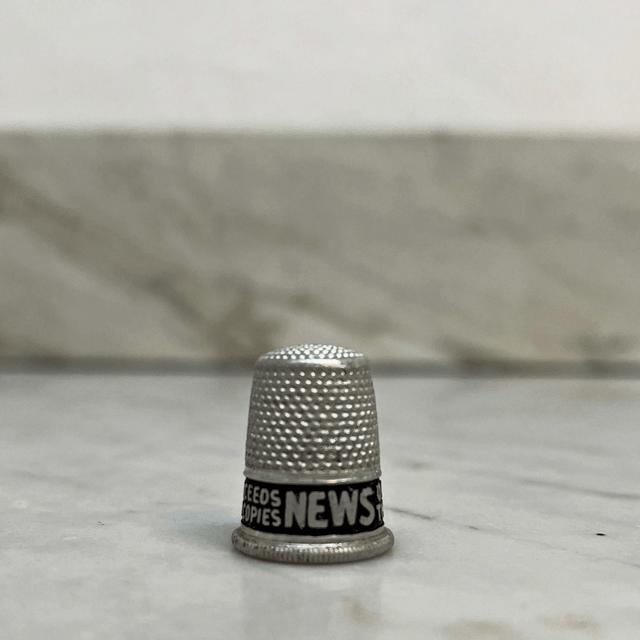 Vintage News of the World Metal Advertising Thimble