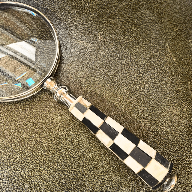 A Vintage Checkered Handle Magnifying Glass