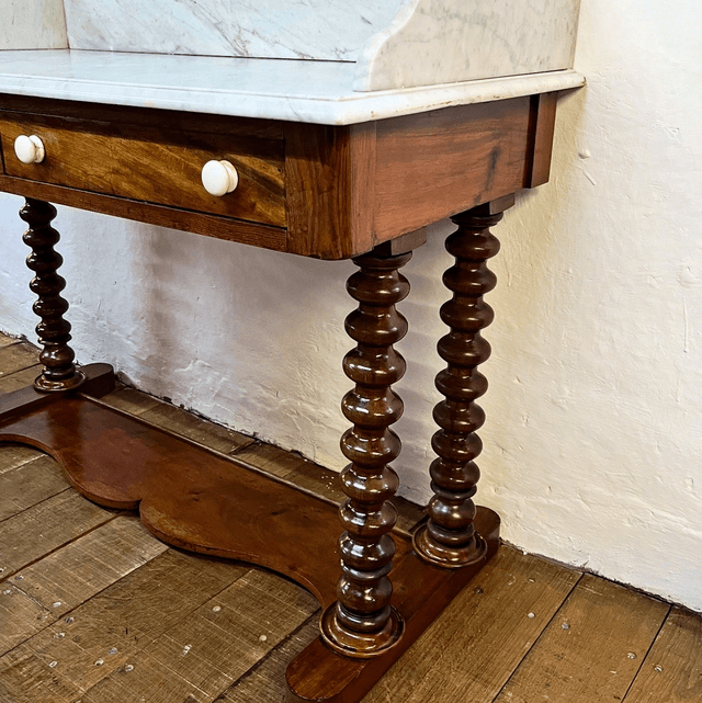 A 19th Century Victorian Mahogany Carrara Marble Topped Washstand
