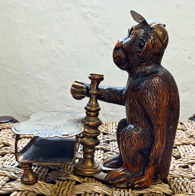 A 19th Century Hand-Carved Wooden Monkey Vesta/ Striker