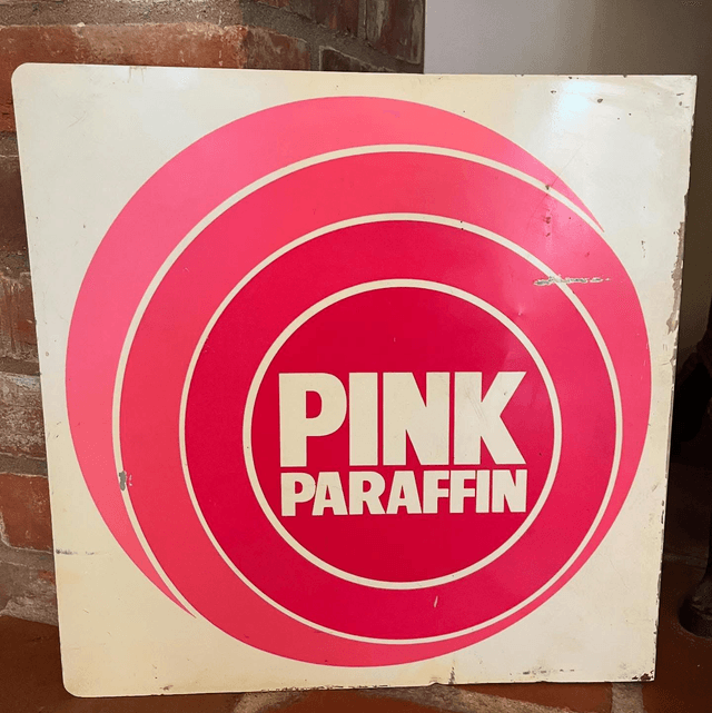 1970s Pink Paraffin Double Sided Flange Sign