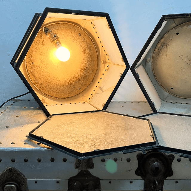 A Pair Of 1920’s/ 30’s Hexagonal Railway Station Waiting Room Ceiling Lamps