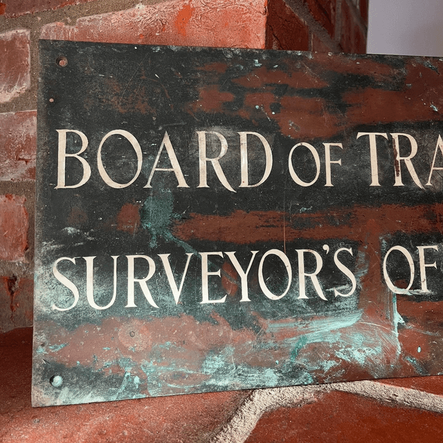 20th Century “BOARD OF TRADE SURVEYOR’S OFFICE” Industrial Sign 