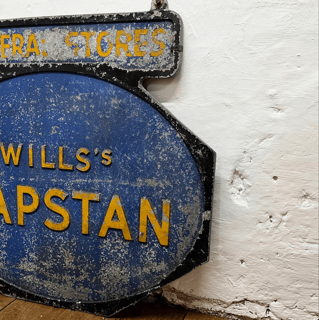 An Impressive WILL’s CAPSTAN Cigarettes sign with integral pediment “GENERAL STORES” 