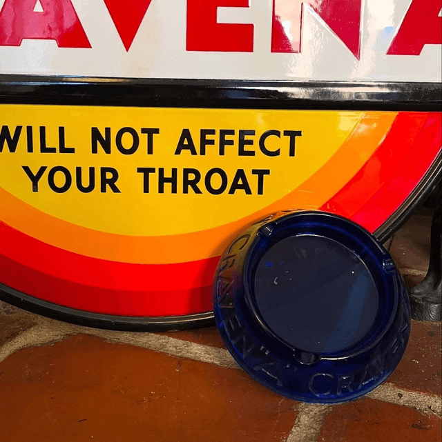 1940’s/ 50’s “Smoke Craven “A” Cigarettes” Blue Glass Advertising Ashtray