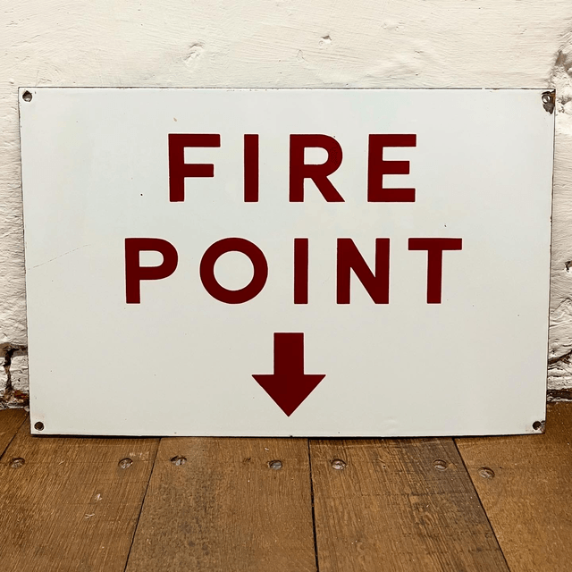 1950’s Industrial Factory “Fire Point” Fire Directive Sign