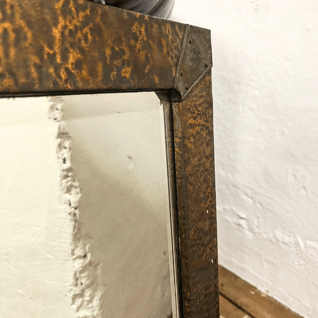 English Arts And Crafts Movement Hammered Copper Mirror