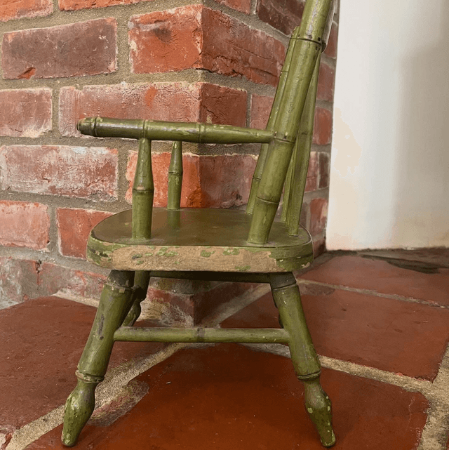 Antique Hand Painted Wooden Childs/ Dolls Spindle Back Chair