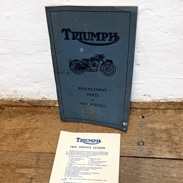 Original Triumph Illustrated Replacement Parts for Motor Cycles 1950 Models
