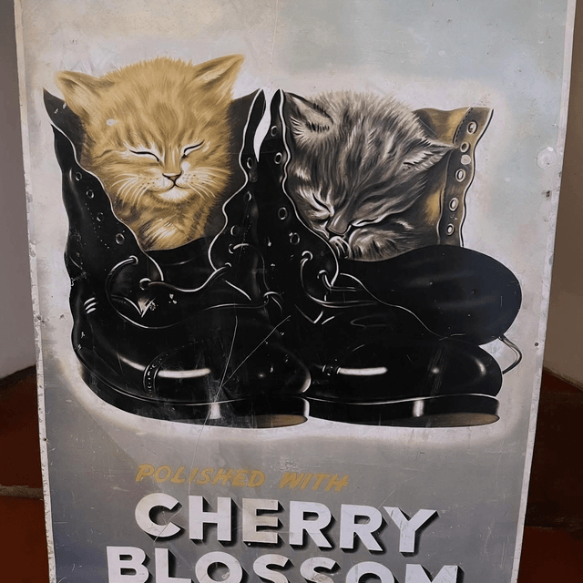 Early Tin Cherry Blossom Boot Polish Sign