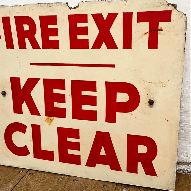 1950’s Industrial Factory/ Construction Hand Painted Directive Fire Sign