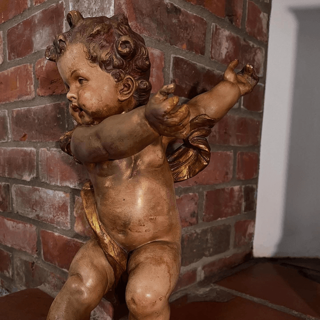 Early 20th Century Hand Painted Cherub 