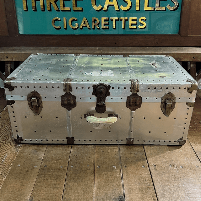 An Antique Flight Steamer Chest Trunk Coffee Table Circa 1940 