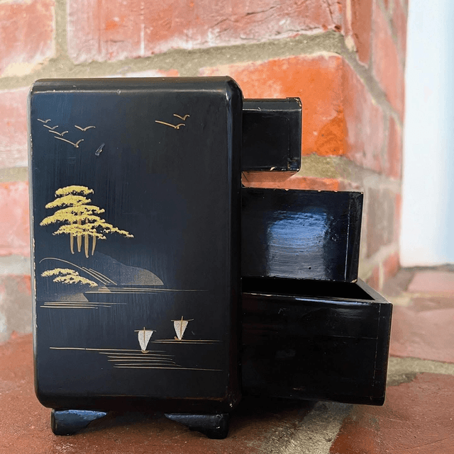 A Early 20th Century Japanese Post Meiji Period, Lacquered Chest Of 3 Table Draws