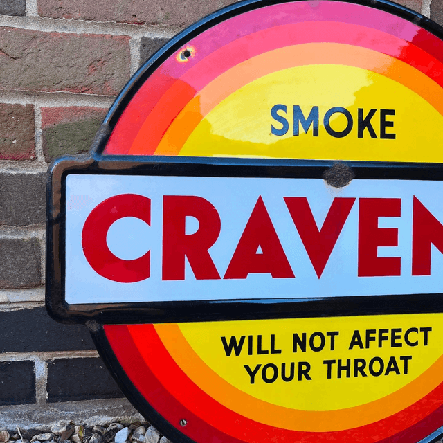 1940’s/ 50’s “Smoke Craven “A” Cigarettes” enamel advertising sign
