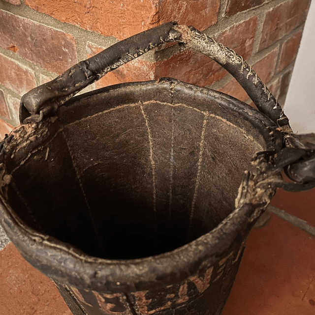 Super Antique 18th Century Swiss “WM Borstel No.16”Brown Leather Fire Bucket  