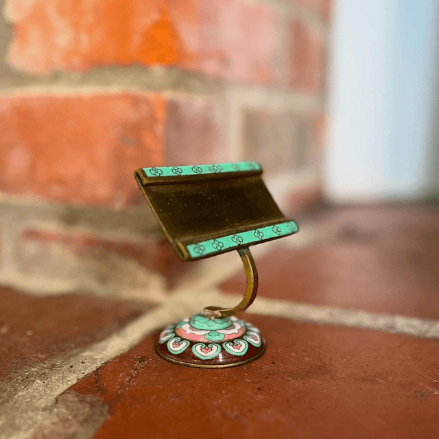 1930’s Art Deco Enamel & Brass Place Card Holder