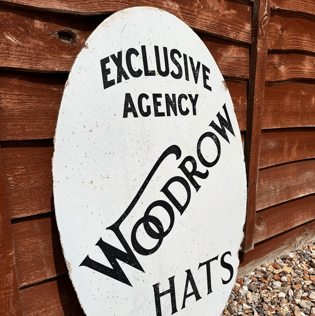 1920’s/ 30’s Woodrow Hats Oval Enamel Advertising Sign
