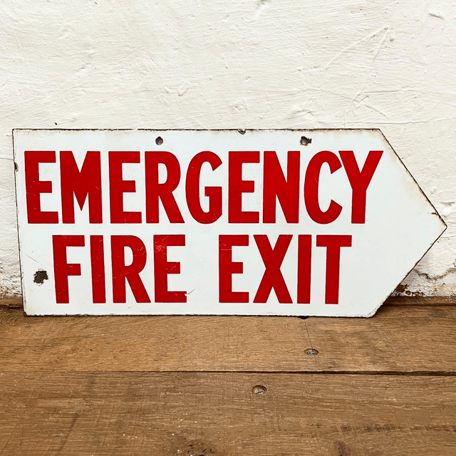 1950’s/ 60’s Industrial Factory “Emergency Fire Exit” Fire Directive Sign 
