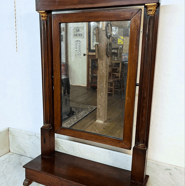 A 19th Century Mahogany Empire-Style Psyche Mirror