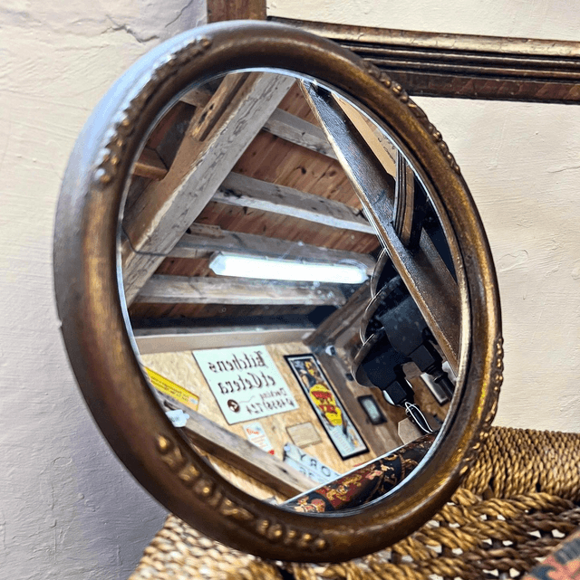 Small Early 20th Century Round Wall Vanity Mirror