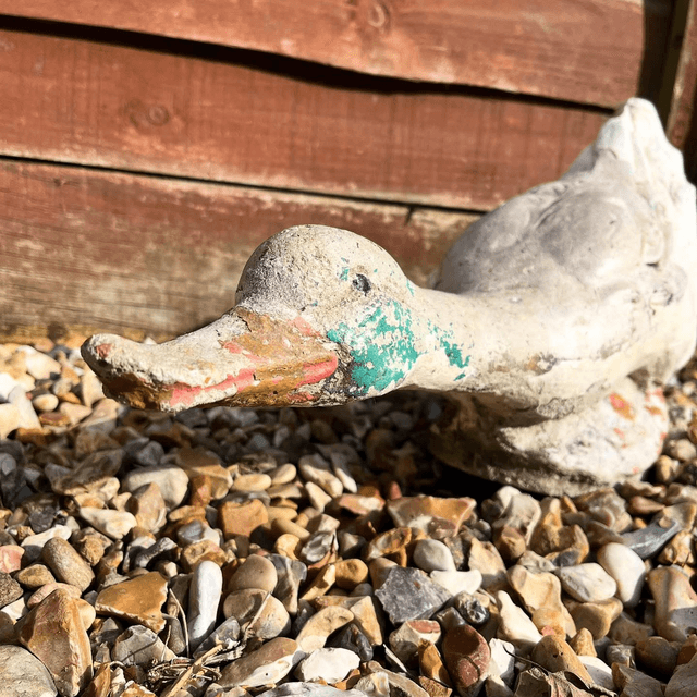 Vintage Detailed Reconstituted Stone Goose Sculpture 