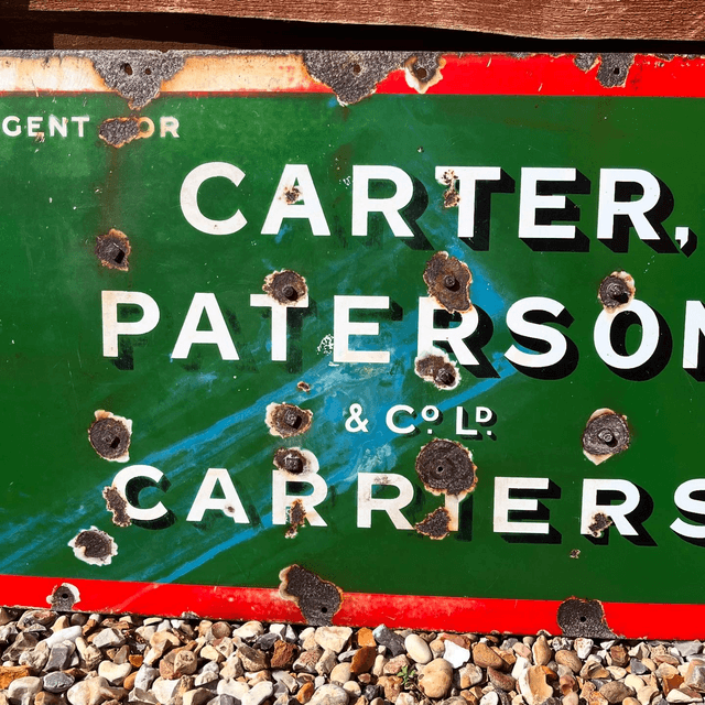 1930’s Enamel Advertising Sign For Carter, Paterson & Co. Ltd. Carriers 