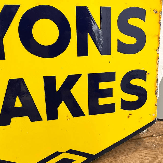 Original Lyon’s Cakes Double Sided Enamel Advertising Sign