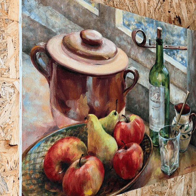 Still Life Oil On Canvas By Contemporary Artist Louise Millar Watt, Unframed, Signed