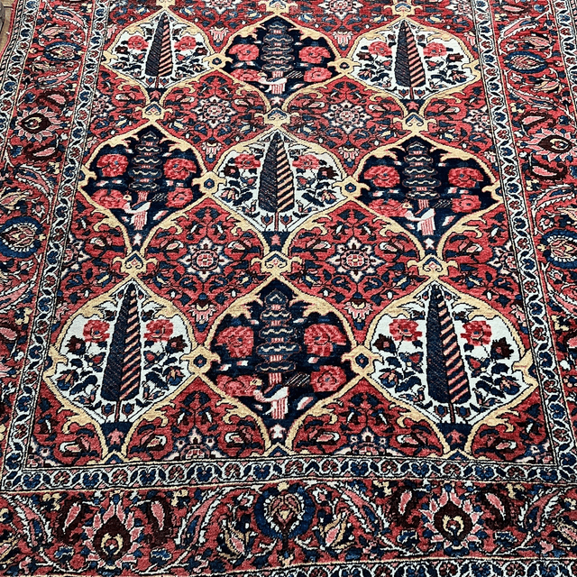 Antique Hand-Knotted Persian Bakhtiari Rug