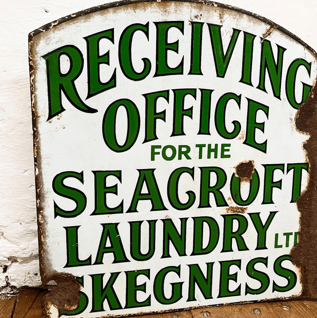 Early 20th Century Seacroft Laundry Skegness Double Sided Enamel Advertising Sign