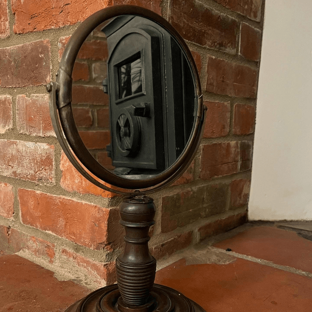 Victorian Brass Framed Shaving Vanity Mirror 