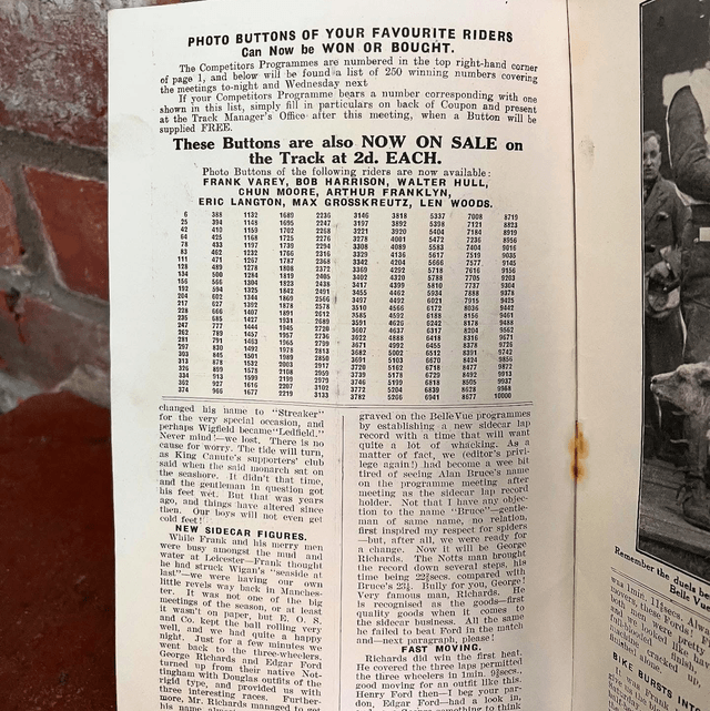 July 1931 “BELLE VUE BULLETIN” Speedway Evening Chronicle  